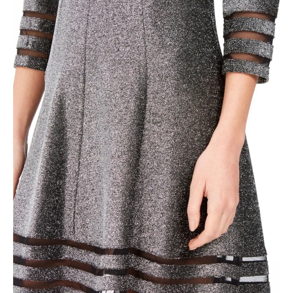 Women’s Formal Dress Cocktail Size 10P, 14P, 16W, 18W Silver Long Sleeve JHoward - Picture 12 of 14